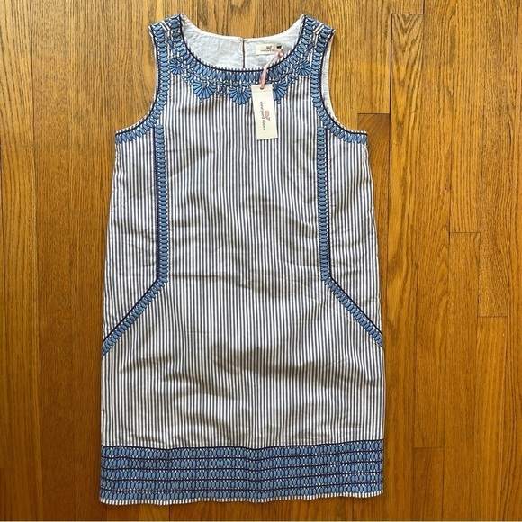 Vineyard Vines Dresses & Skirts - NEW Vineyard Vines Sleeves Shift Dress Cisco Embroidered Blue White Size 2 NWT